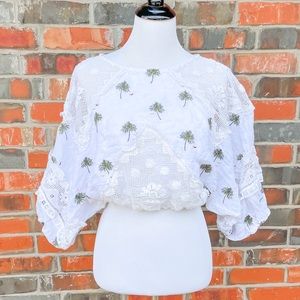 Free People Carolina Mindset Lace Embroidered Top
